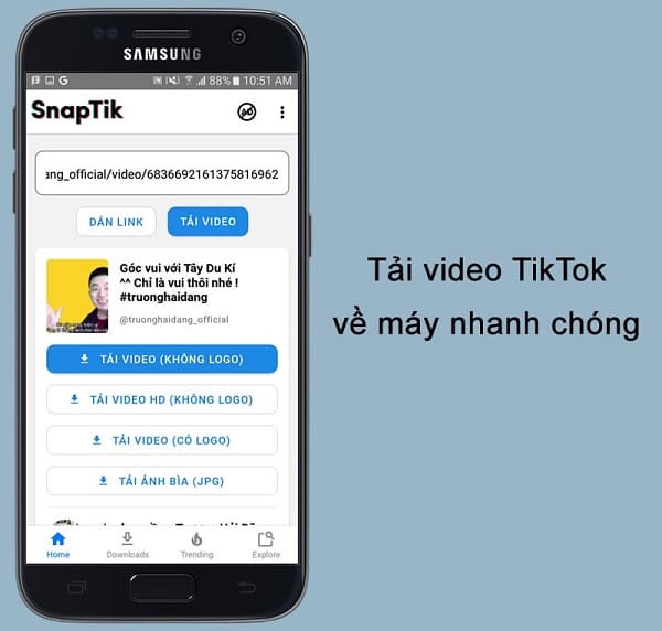 SnapTick Ứng dụng SnapTik hỗ trợ tải video về điện thoại nhanh chóng