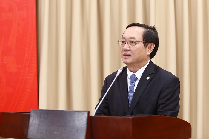 Bộ trưởng Huỳnh Thành Đạt phát biểu, giao nhiệm vụ đối với lãnh đạo các đơn vị.