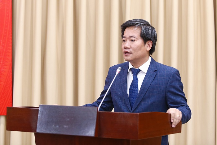 Thay mặt các đồng chí được bổ nhiệm, đồng chí Nguyễn Hoàng Linh - Vụ trưởng Vụ Đánh giá, Thẩm định và Giám định công nghệ phát biểu tại buổi Lễ.