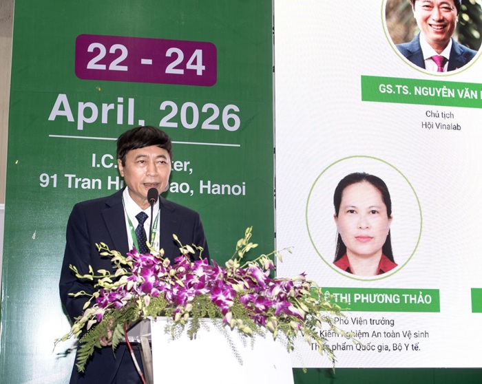 GS.TS Nguyễn Văn Nội, Chủ tịch Chủ tịch Hội các Phòng thử nghiệm Việt Nam (VinaLAB) phát biểu tại hội thảo.