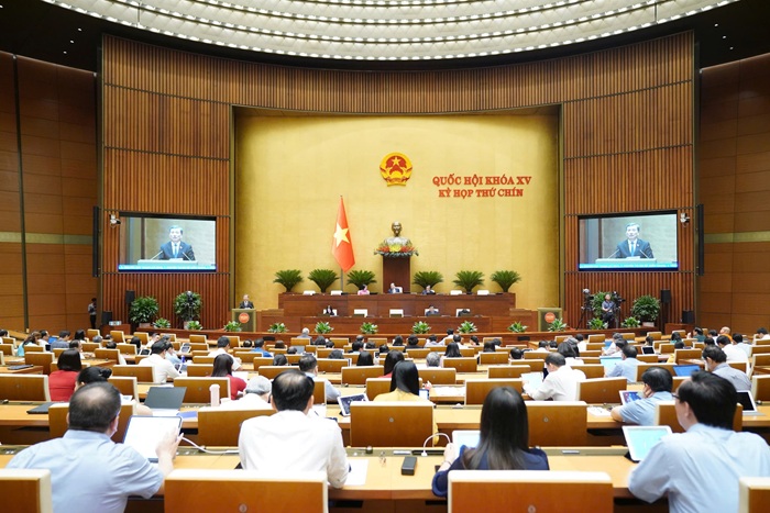 Quốc hội nghe trình bày Báo cáo giải trình, tiếp thu, chỉnh lý dự thảo Luật sửa đổi, bổ sung một số điều của Luật Tiêu chuẩn và Quy chuẩn kỹ thuật. Ảnh Cổng thông tin điện tử Quốc hội.