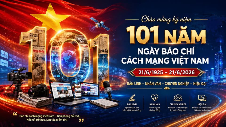 Chào mừng kỷ niệm 101 năm Ngày Báo chí Cách mạng Việt Nam (21/6/1925 - 21/6/2026)