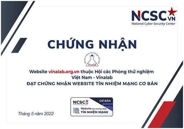 Công bố | Hội các Phòng thử nghiệm Việt Nam đã đạt chứng nhận Website Tín nhiệm mạng cơ bản